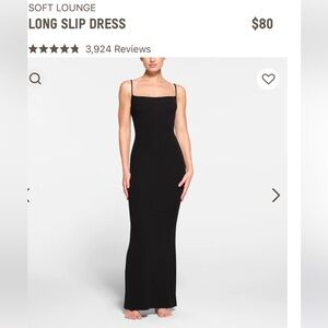Skims Long Slip Dress Soft Lounge- Size Medium, Color Onyx